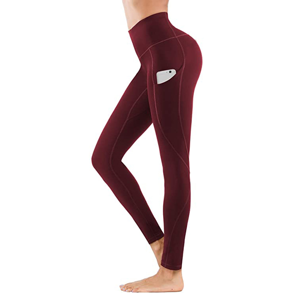 High Waist Yoga Pants With Pockets Seamless Tummy Control Leggings Workout 4 Way Stretch Yoga Leggings