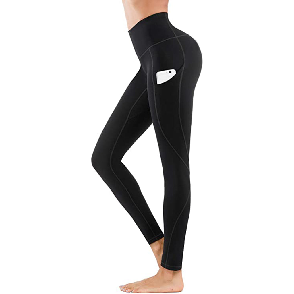 High Waist Yoga Pants With Pockets Seamless Tummy Control Leggings Workout 4 Way Stretch Yoga Leggings