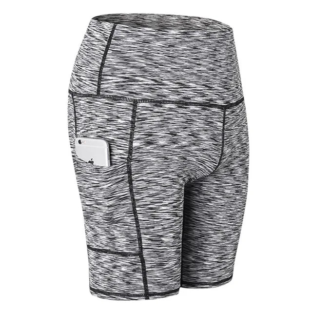 2020 Women Compression Quick Dry Sports Yoga Shorts With Pockets High Waist Elastic Leggings Running Jogging Gym Fitness Tights