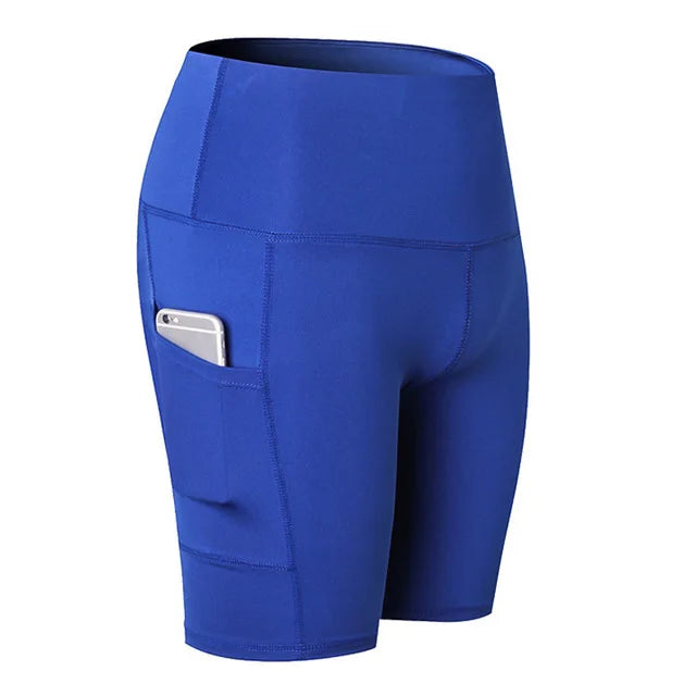 2020 Women Compression Quick Dry Sports Yoga Shorts With Pockets High Waist Elastic Leggings Running Jogging Gym Fitness Tights