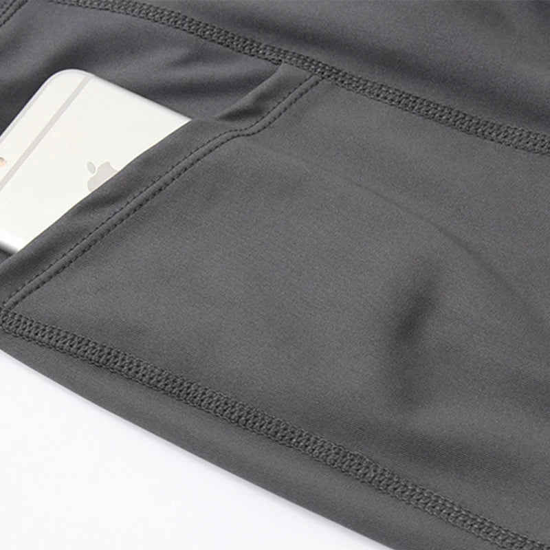 2020 Women Compression Quick Dry Sports Yoga Shorts With Pockets High Waist Elastic Leggings Running Jogging Gym Fitness Tights