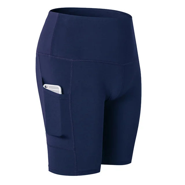 2020 Women Compression Quick Dry Sports Yoga Shorts With Pockets High Waist Elastic Leggings Running Jogging Gym Fitness Tights