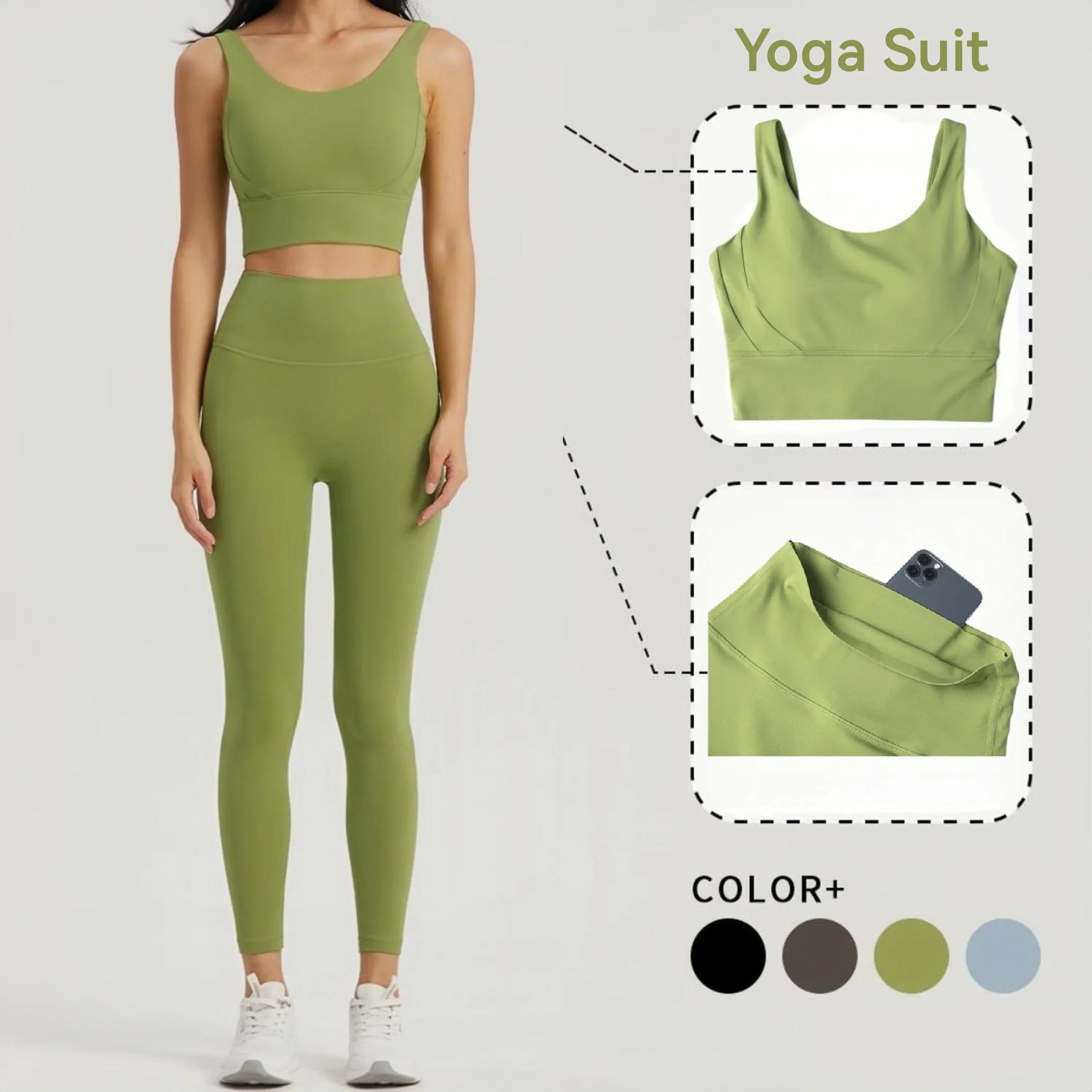 Seamless Yoga Set Bra & Leggings With Pocket Tights