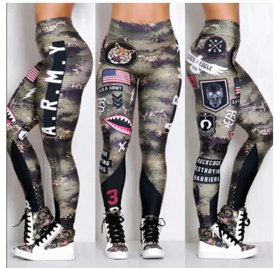 Armed Forces Tummy Control Push Up Print Leggings