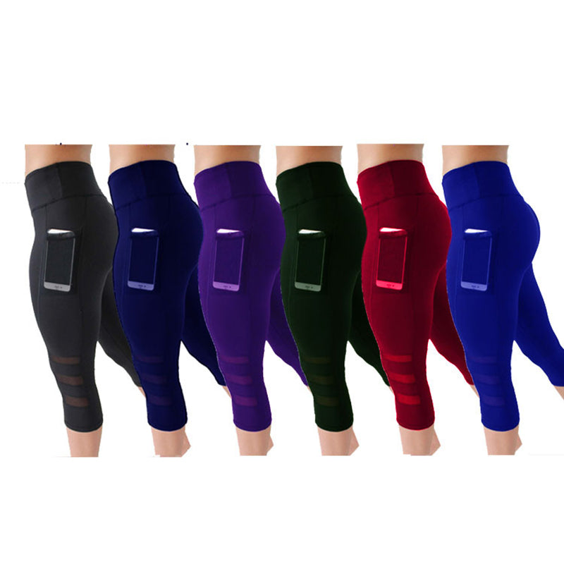 Leggings Women Short Mesh Multi-Color Leggings With Pockets