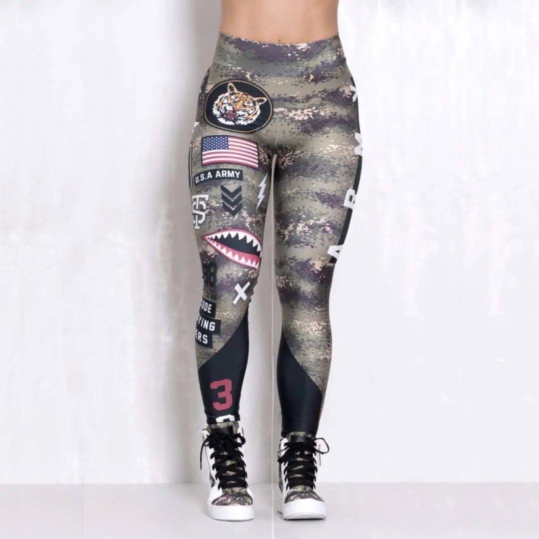 Armed Forces Tummy Control Push Up Print Leggings